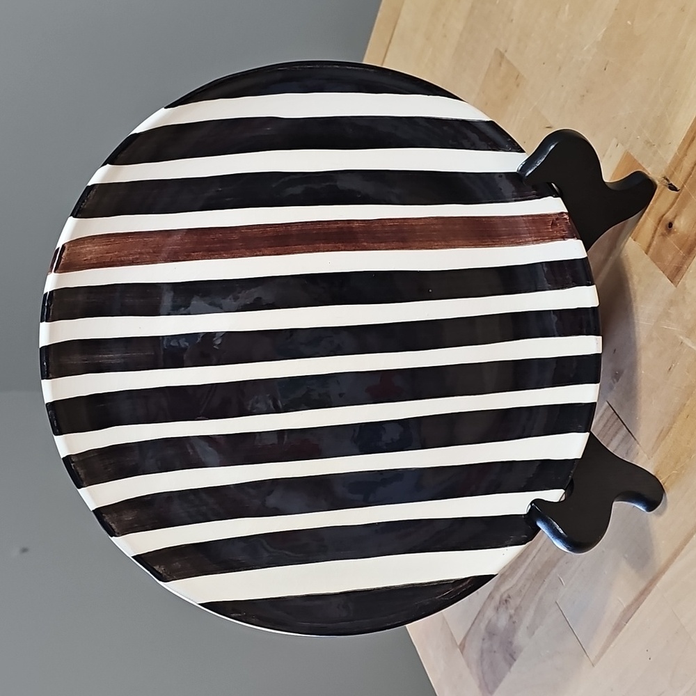 🖤 Casa Cubista Set of 2 Hand-Painted Terracotta Plates - Portuguese MCM 🇵🇹 - Picture 3 of 8